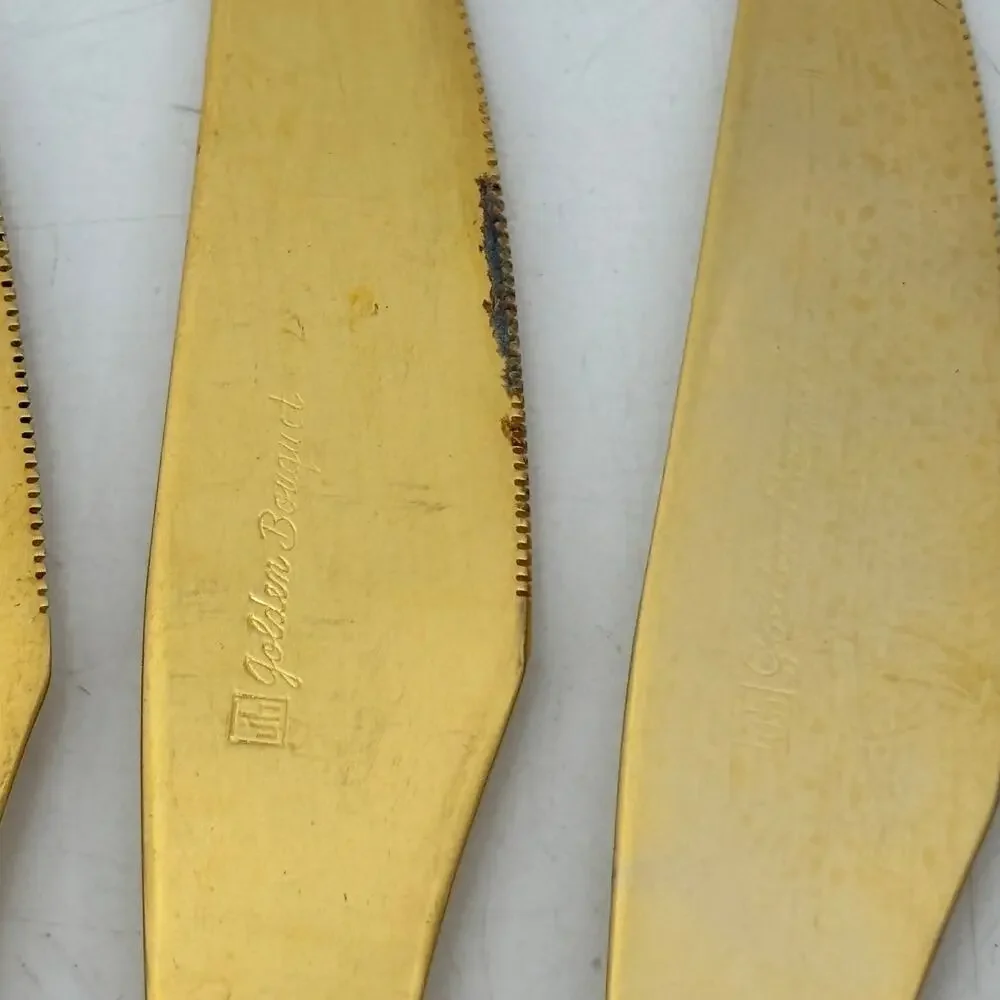 Golden Bouquet 14 Pcs Gold Tone Flatware Hollywood Regency Gold